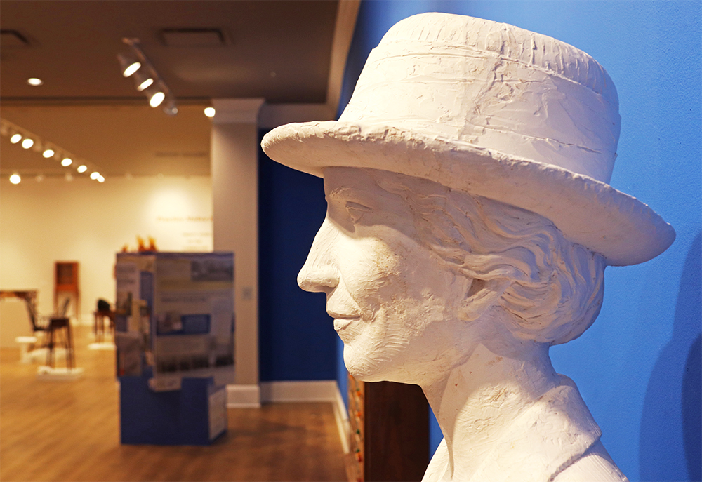 Bust of woman suffrage in the Women's Suffrage exhibit located at the Customs House Museum & Cultural Center.