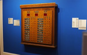 Voting artifact hung on the wall of the Orgain Gallery for the Women's Suffrage exhibit located at the Customs House Museum & Cultural Center.