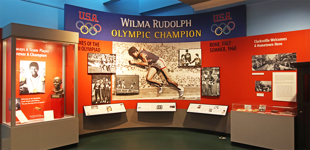 Wilma Rudolph Olympic Champion Exhibit in the Challenges & Champions Gallery in the Customs House Museum & Cultural Center.