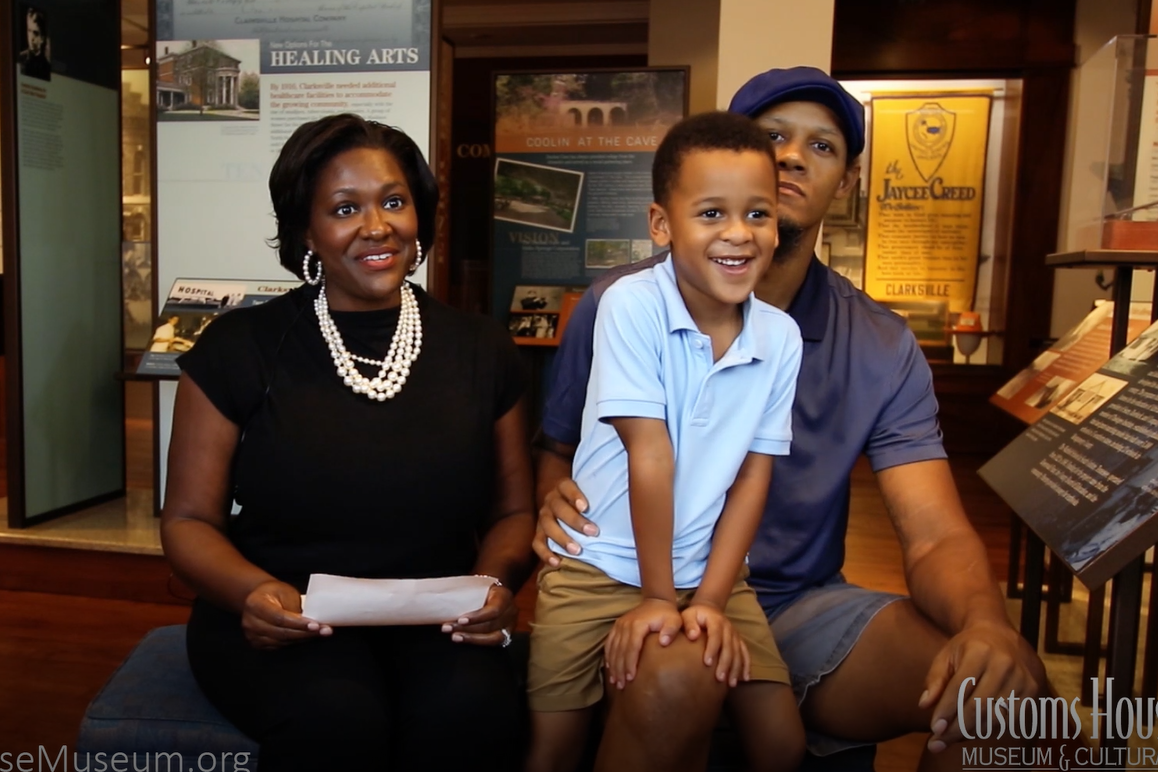 Screenshot from video of Gail Young and family in the Becoming Clarksville exhibit