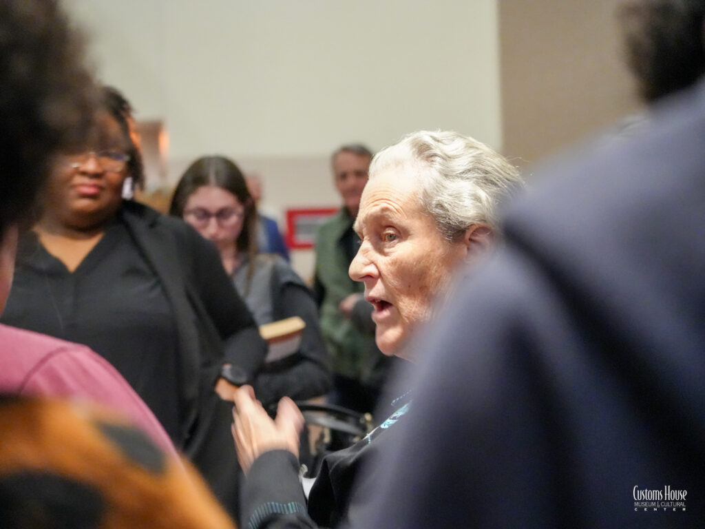 Dr. Grandin meets and talks with students and families in the MMC Building's lobby at APSU on Oct.30, 2025