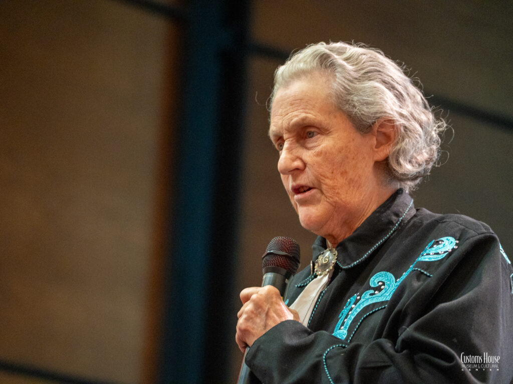 Dr. Grandin answers questions from the audience after her presentation in the George and Sharon Mabry Concert Hall at APSU on Oct.30, 2025