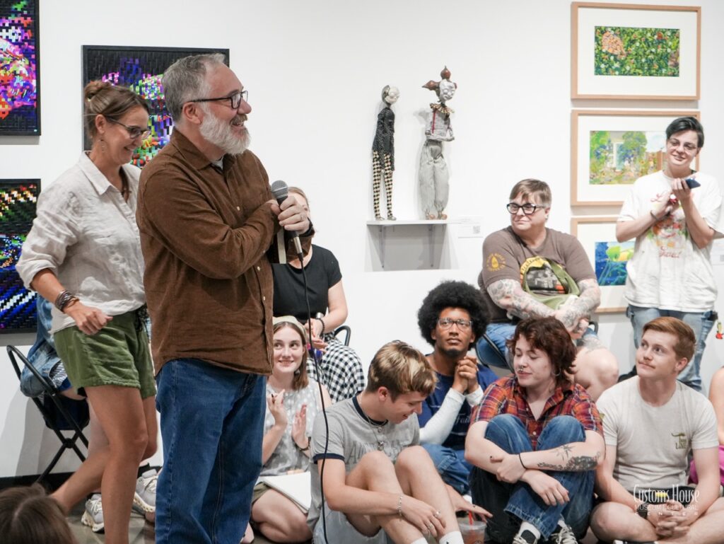 Professor Barry Jones during his talk at the New Gallery for "Spark" Exhibition, on Sept. 10, 2026. D.C. Thomas/Customs House Museum & Cultural Center 